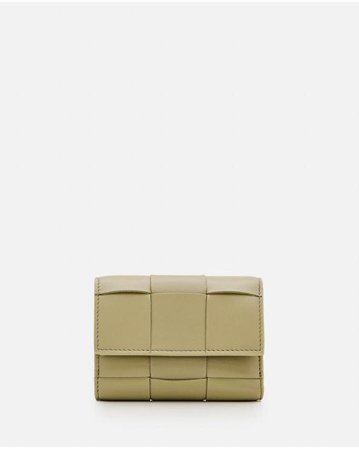 Bottega Veneta Natural Tri-Fold Leather Wallet