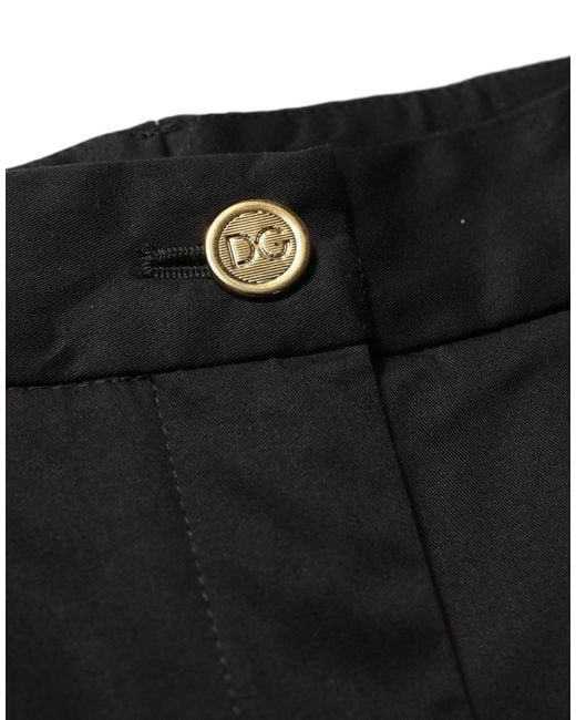 Dolce & Gabbana Black Tapered Leg Dress Cotton Trousers Pants Elastane