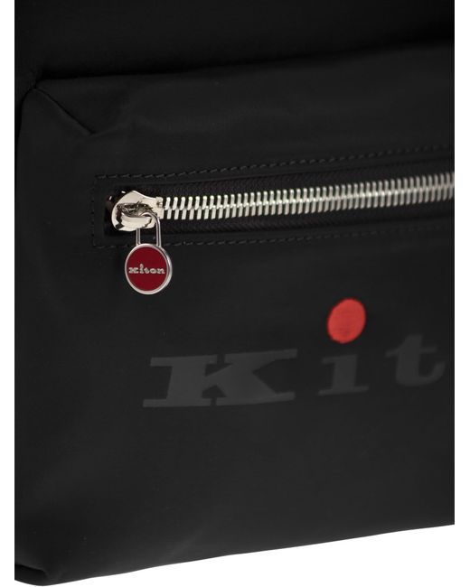 Kiton Black Backpack With Logo for men
