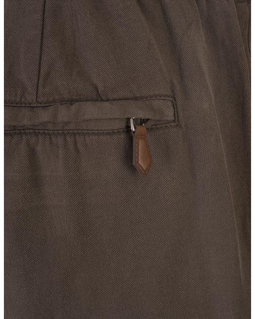 PT01 Brown Linen Blend Soft Fit Trousers for men