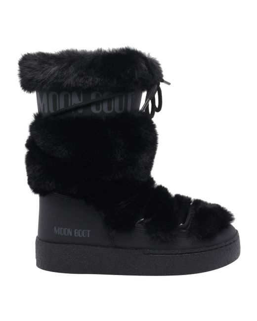 Moon Boot Black Ltrack High Faux Fur Boots