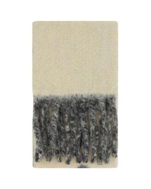 Burberry Gray Alpaca-Blend Fringed Monogram Scarf