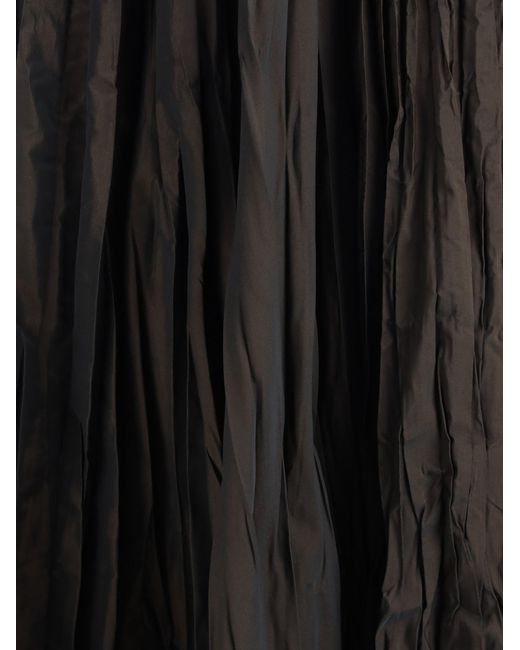 Sara Roka Black Crinkle-Effect Design Pleated Midi Skirt