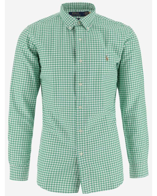 Ralph Lauren Green Cotton Shirt With Logo for men
