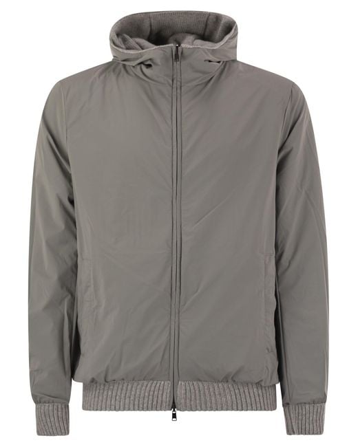 Herno Gray Reversible Padded Wool Bomber Jacket for men
