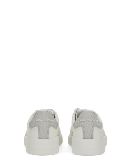 Golden Goose Deluxe Brand White Purestar Sneaker With Logo Cow Leather Trainers