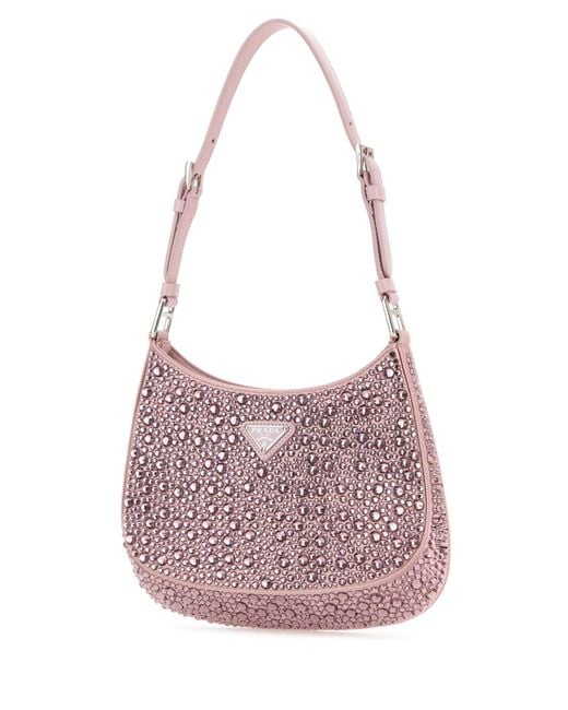 Prada Purple Embellished Satin Cleo Handbag
