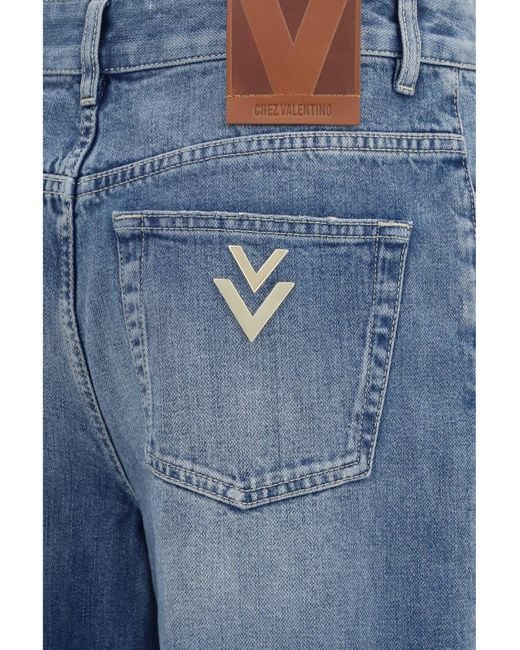 Valentino Blue Straight-Leg Jeans Cotton