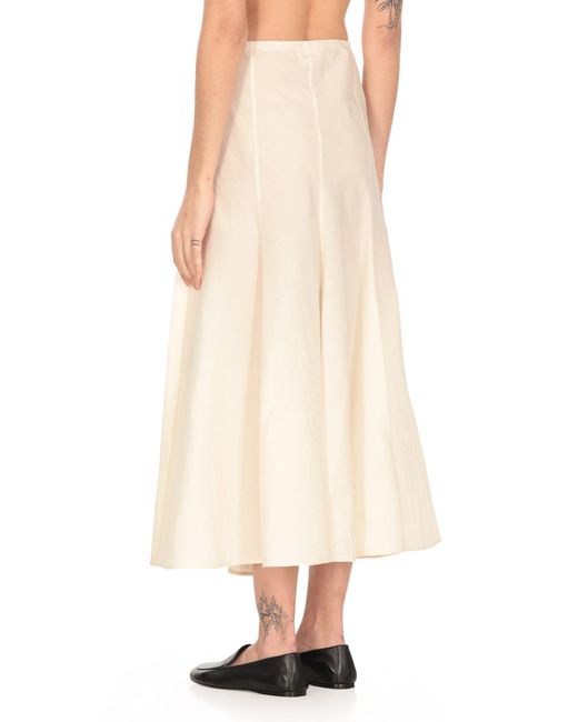 Khaite White Natural Natural Silk And Cotton Skirt
