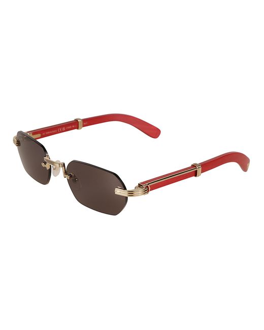 Cartier Brown Hexagon Frame-Less Sunglasses Sunglasses