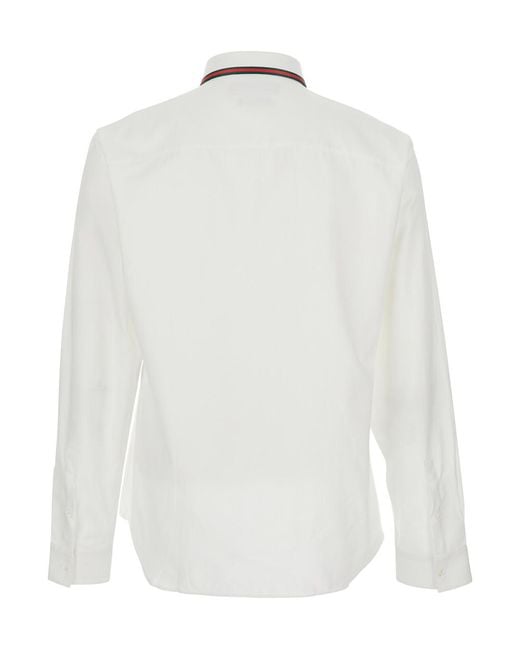 Gucci White Shirt With Web Collar Cotton for men