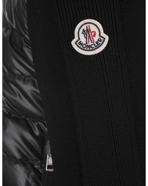 Moncler Black Padded Tricot Cardigan With Hood for men