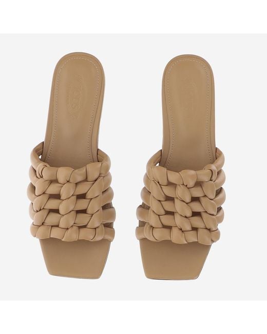 Tod's Brown Woven Leather Sandals Ovine