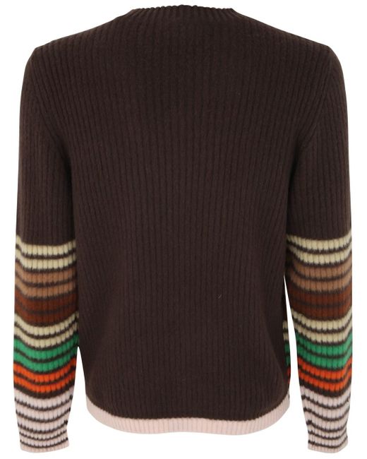 Etro Multicolor Crew Neck Striped Sweater for men