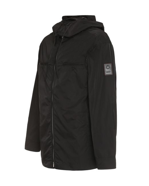 Ferragamo Black Technical Fabric Hooded Jacket for men