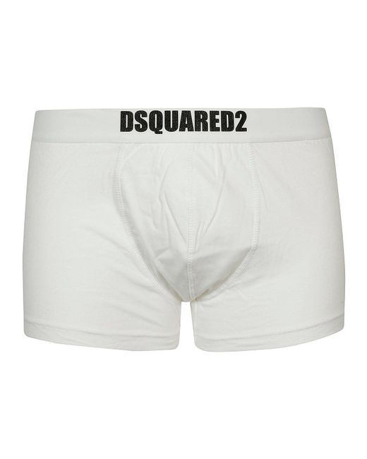 DSquared² White Logo Printed Two Packs Of Boxers for men
