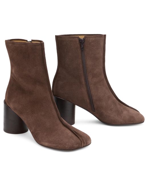 MM6 by Maison Margiela Brown Ankle Boots Suede Calfskin