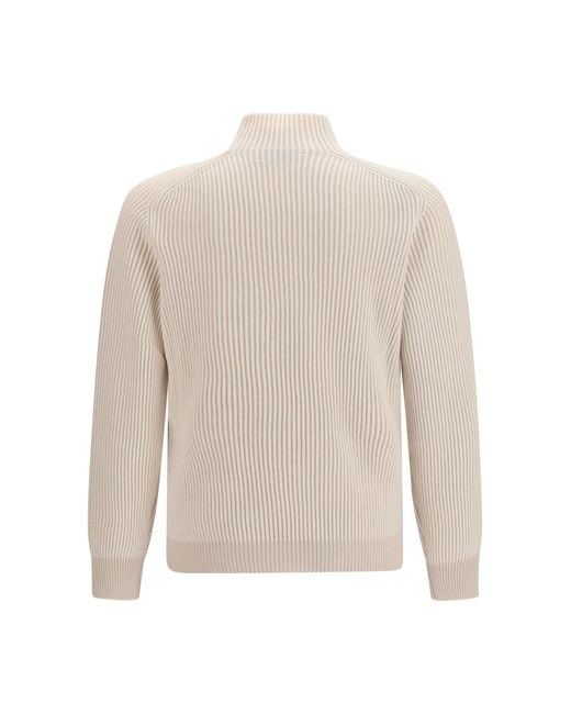 Brunello Cucinelli White Sweater Cashmere Turtleneck for men