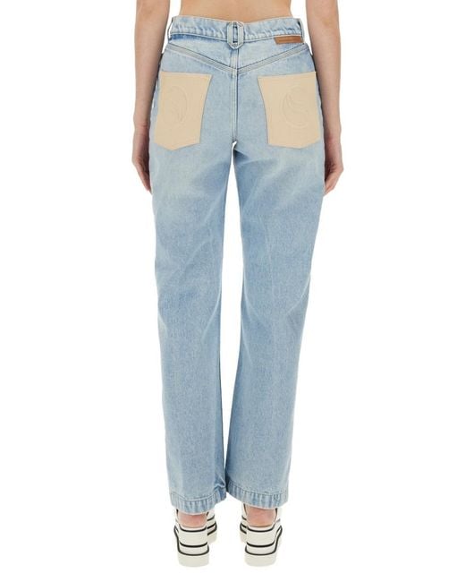 Stella McCartney Blue Straight Leg Jeans Polyester