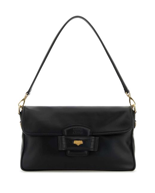 Miu Miu Black Leather Penny Shoulder Bag