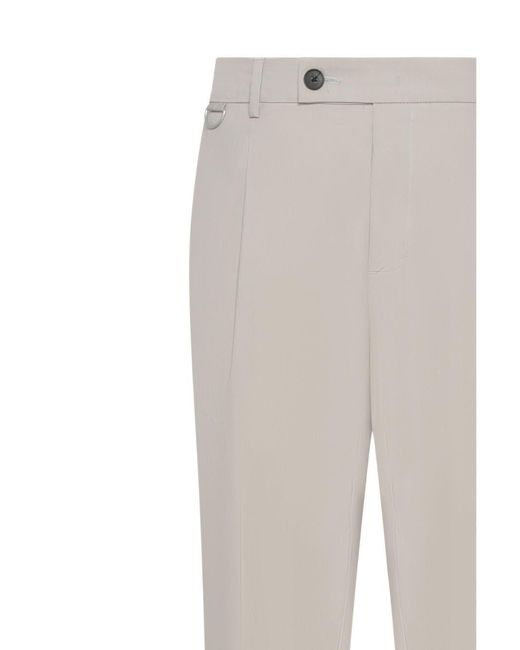 Low Brand White Slim Carrot-Fit Stretch Cotton Blend Trousers With Single Front Pleat And Elasticated Waistband for men