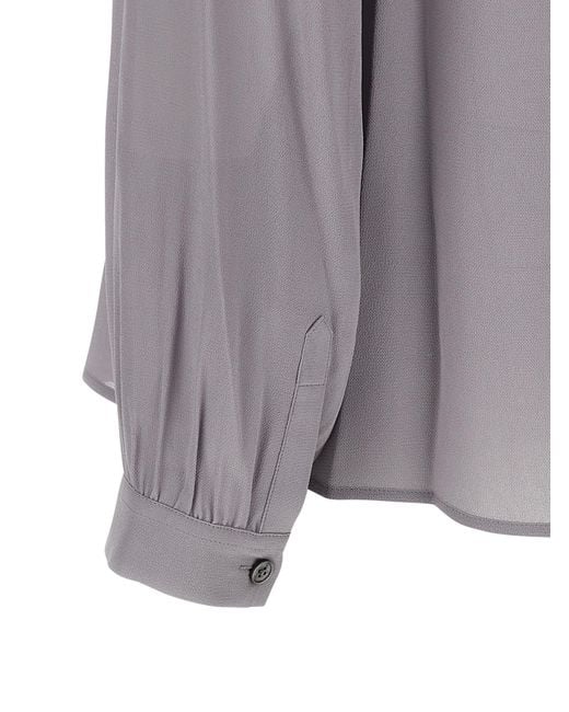 Tory Burch Gray 'Georgette Bow' Blouse