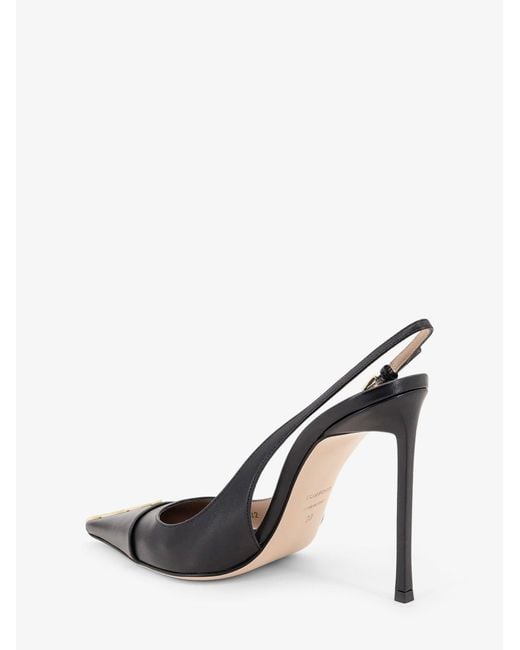 Tom Ford Black Leather Pumps With Metal T Logo Detail