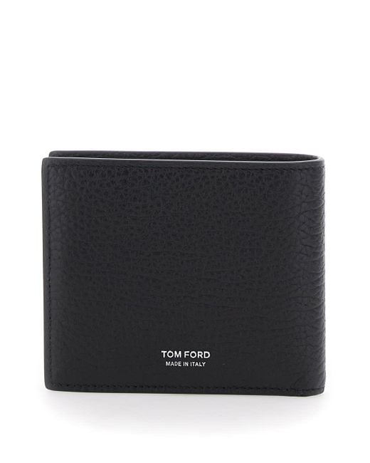 Tom Ford Black Bi-Fold Wallet With Eobossed Logo Lettering On The Rear for men