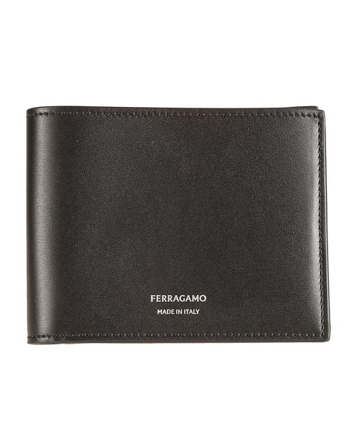 Ferragamo Black Logo Printed Bi-fold Wallet for men