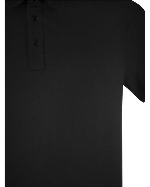 Majestic Filatures Black Short-Sleeved Polo Shirt for men
