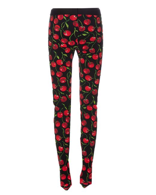 Dolce & Gabbana Red Cherry-Print Technical Jersey Leggings