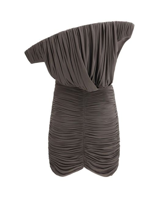 Magda Butrym Gray Asymmetrical Petal Mini Dress Cupro; Elastane