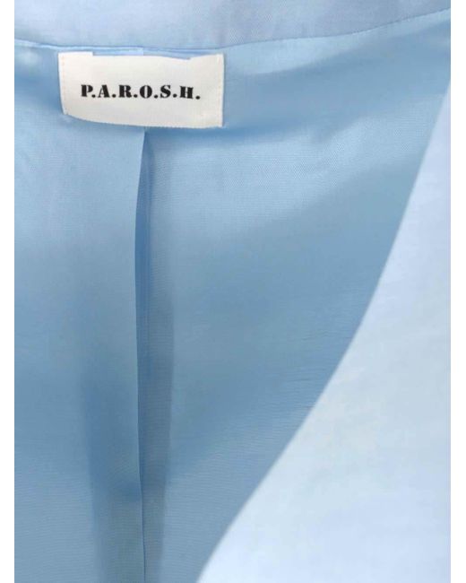 P.A.R.O.S.H. Blue Viscose And Linen Vest