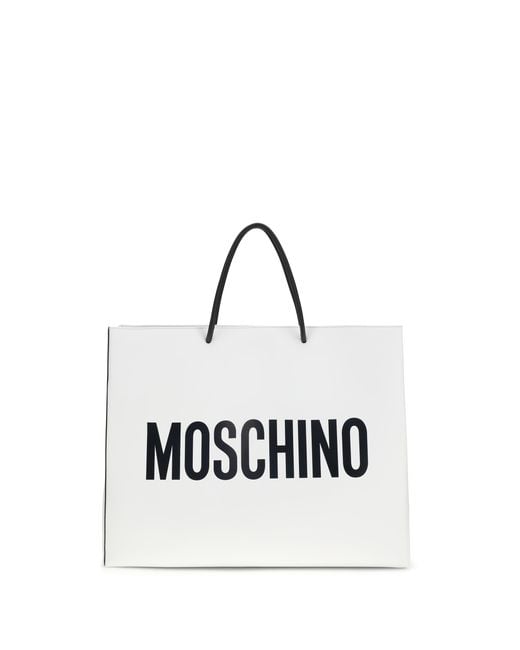 Moschino White Shoulder Bag Calf Leather Handbags