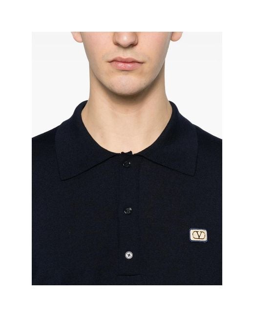 Valentino Black Polo Collar Sweater Fabric: 100. Shirts for men