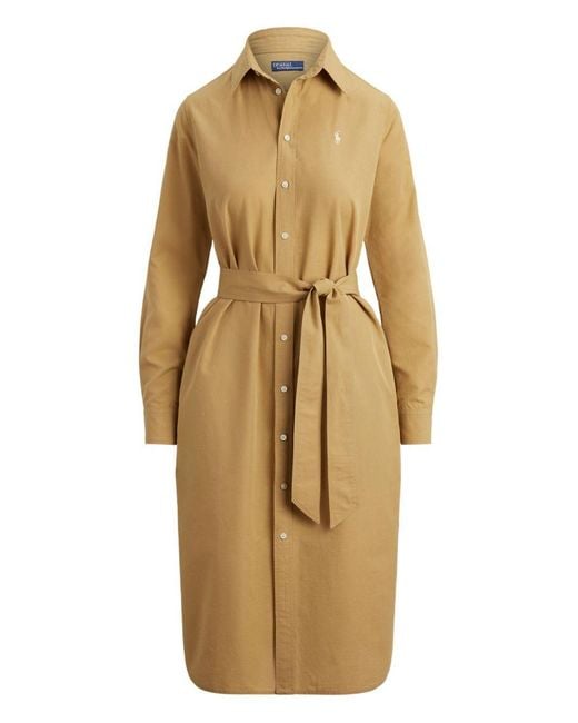 Polo Ralph Lauren Natural Midi Shirt Dress Cotton
