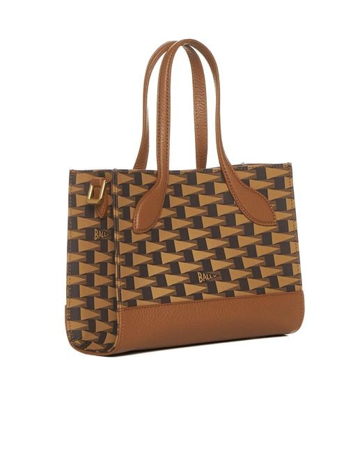 Bally Brown Pennant Mini Tote Bag