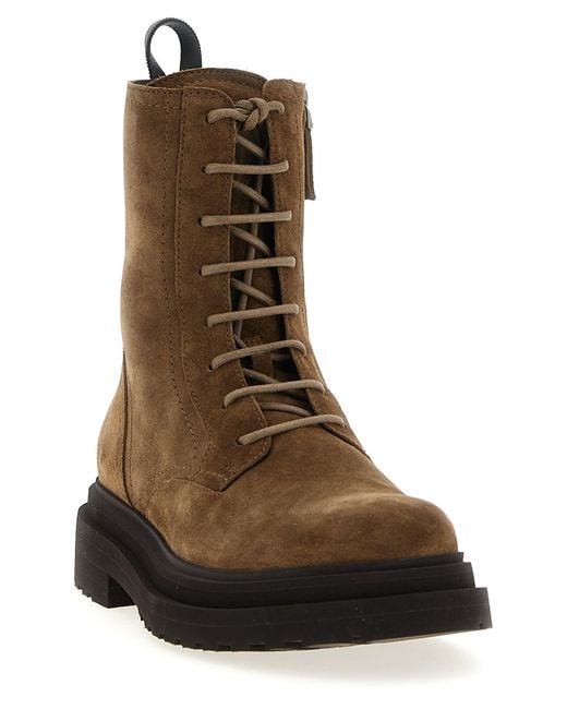 Brunello Cucinelli Brown Suede Combat Boots Monile