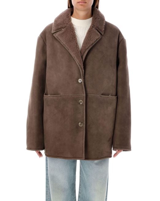 Loulou Studio Brown Cirebo Shearling Coat