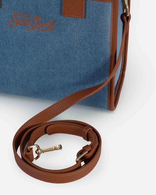 Mc2 Saint Barth Blue Shoulder Bag Vanity Midi Leather Cow