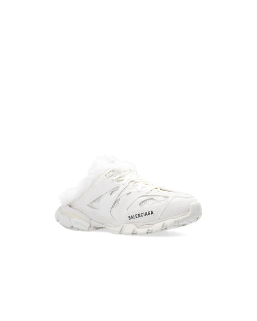 Balenciaga White Furry Slide Sandal