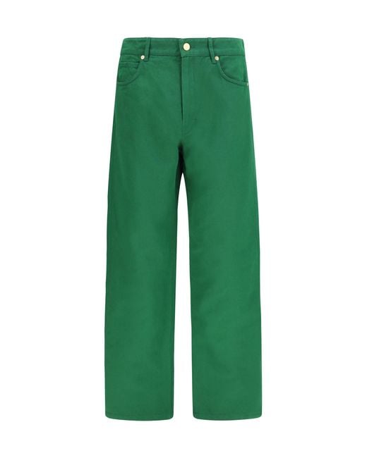 Max Mara Green Cotton And Linen Pants Cotton
