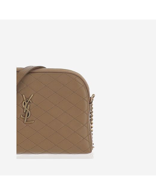 Saint Laurent Natural Quilted Leather Shoulder Bag Lambskin