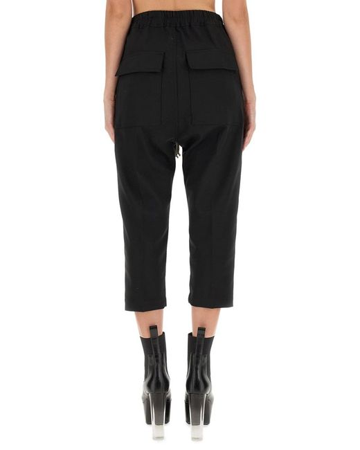 Rick Owens Black Drawstring Astaires Cropped Pants