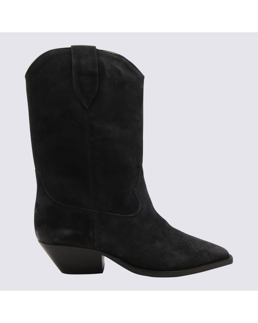Isabel Marant Black Faded Suede Duerto Western Boots
