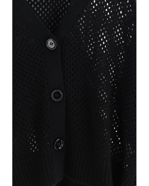 Allude Black V-Neck Buttoned Cardigan