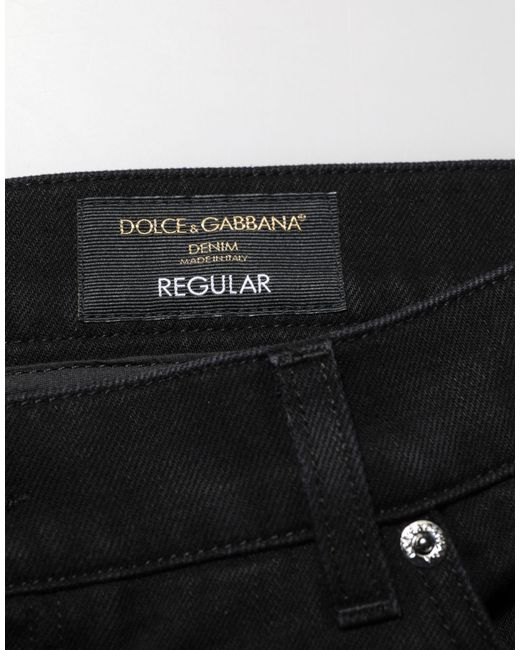 Dolce & Gabbana Black Cotton Regular Denim Trouser Jeans for men