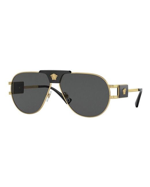 Versace Gray Sunglasses Aviator Full Rim, Frame And Dark Lens Ve2252100287 for men