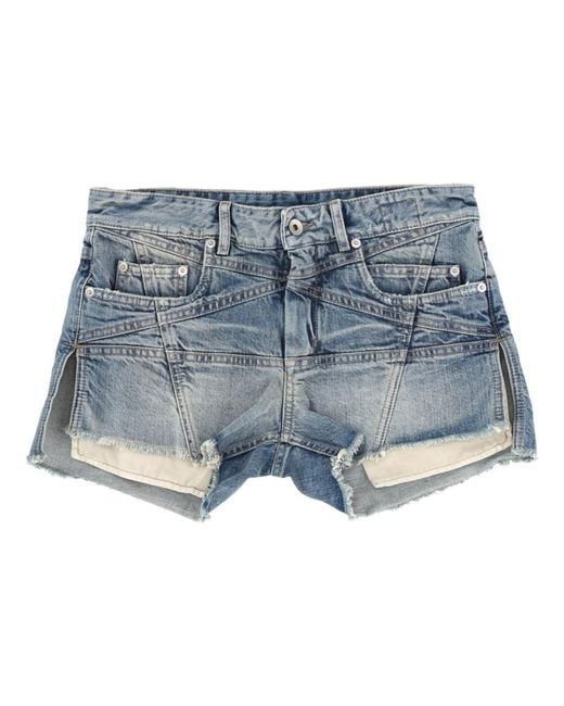 Rick Owens Blue Shorts Wool Cotton