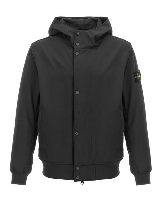 Stone Island Gray Hooded Jacket, Water And Wind Resistant for men